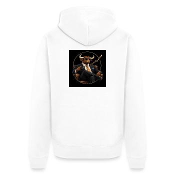 Reich werden am Bullenmarkt - Unisex Premium Bio Zip Hoodie - Weiß - Hinten - Thijin (182cm)