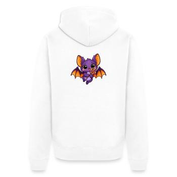 Gierige lila Fledermaus - Unisex Premium Bio Zip Hoodie - Weiß - Hinten - Thijin (182cm)