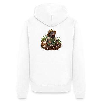 Maulwurf pflanzt Knoblauch - Unisex Premium Bio Zip Hoodie - Weiß - Hinten - Thijin (182cm)