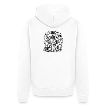 Chaos Cat - Unisex Premium Bio Zip Hoodie - Weiß - Hinten - Thijin (182cm)
