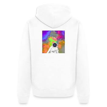 Astronaut im Farbnebel - Unisex Premium Bio Zip Hoodie - Weiß - Hinten - Thijin (182cm)