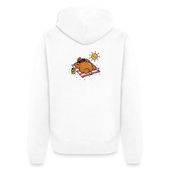 Brathähnchen – humorvolle Tiere - Unisex Premium Bio Zip Hoodie - Weiß - Hinten - Thijin (182cm)