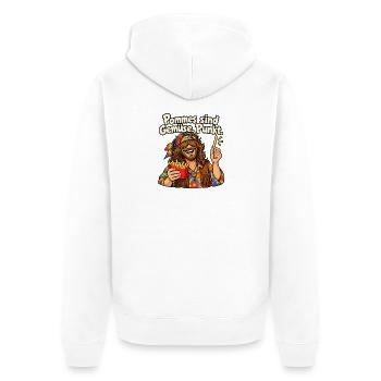 Pommes sind Gemüse – Lustiger Hippie Mann - Unisex Premium Bio Zip Hoodie - Weiß - Hinten - Thijin (182cm)