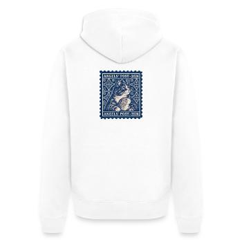 Katze und Hund, Katze und Präriehund auf einer Briefmarke 2026 - Unisex Premium Bio Zip Hoodie - Weiß - Hinten - Thijin (182cm)