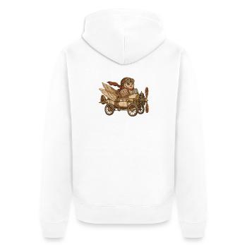 Steampunk Eulenflugmaschine - Unisex Premium Bio Zip Hoodie - Weiß - Hinten - Thijin (182cm)