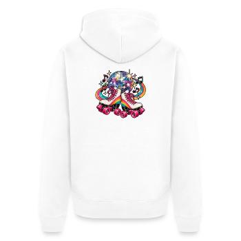 Disco Roller Neon Regenbogen - Unisex Premium Bio Zip Hoodie - Weiß - Hinten - Thijin (182cm)