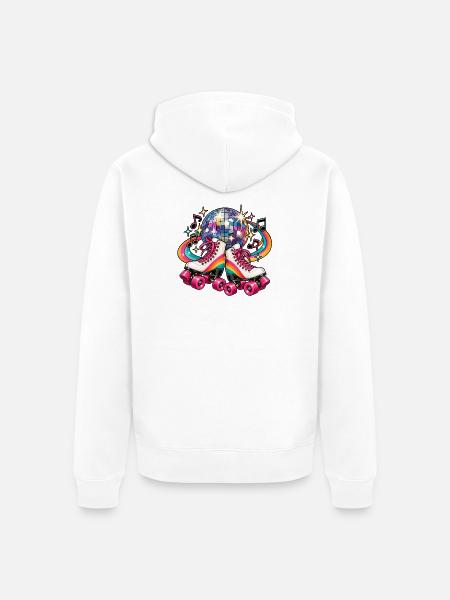 Disco Roller Neon Regenbogen - Unisex Premium Bio Zip Hoodie - Weiß