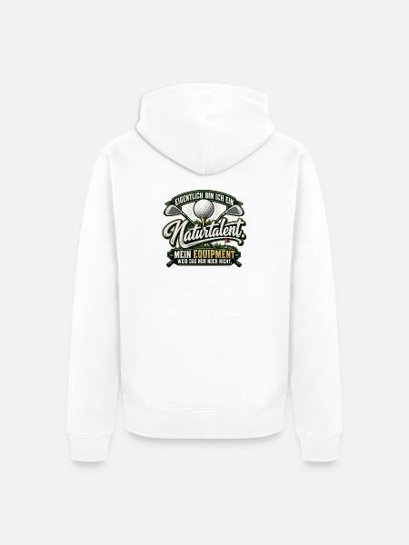 Golf Naturtalent – Lustiger Golfer Spruch - Unisex Premium Bio Zip Hoodie - Weiß
