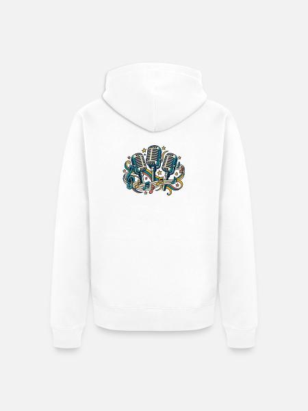 Mikrofonchor – Stimmen gemeinsam stark - Unisex Premium Bio Zip Hoodie - Weiß