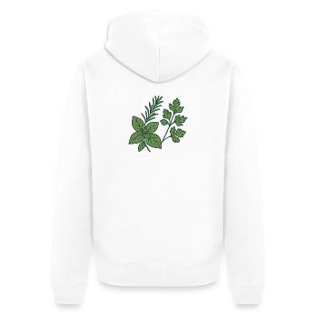 Herbs & Kitchen Garden – Motiv Geschenkidee. - Unisex Premium Bio Zip Hoodie - Weiß - Hinten - Thijin (182cm)