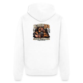 Rottie Dad: Das Leben als Rottie leben - Unisex Premium Bio Zip Hoodie - Weiß - Hinten - Thijin (182cm)