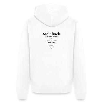 Steinbock Sternzeichen – ehrgeizig & ruhig - Unisex Premium Bio Zip Hoodie - Weiß - Hinten - Thijin (182cm)