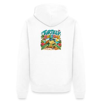 Turtely Awesome Beach Turtle - Unisex Premium Bio Zip Hoodie - Weiß - Hinten - Thijin (182cm)