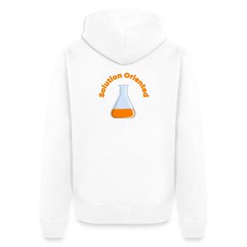 Lösungsorientierter Labbecher Grafik - Unisex Premium Bio Zip Hoodie - Weiß - Hinten - Thijin (182cm)
