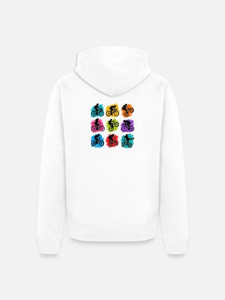 Bunte Radfahrer in abstrakten Splittern - Unisex Premium Bio Zip Hoodie - Weiß