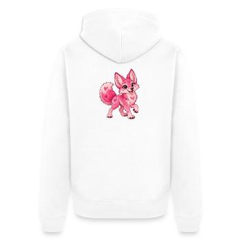 Kawaii Pink Coyote - Unisex Premium Bio Zip Hoodie - Weiß - Hinten - Thijin (182cm)