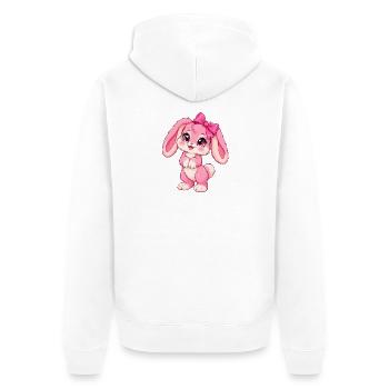 Kawaii-Pinkkiefer mit großem Bogen - Unisex Premium Bio Zip Hoodie - Weiß - Hinten - Thijin (182cm)