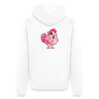 Kawaii Pink Hen - Unisex Premium Bio Zip Hoodie - Weiß - Hinten - Thijin (182cm)