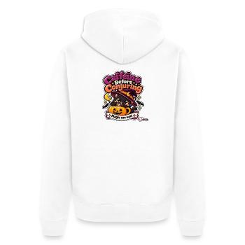 Halloween – Koffein vor dem Beschwören – Hexenkatze - Unisex Premium Bio Zip Hoodie - Weiß - Hinten - Thijin (182cm)