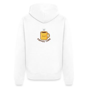 Kawaii Kaffeezeit süße gelbe Tasse - Unisex Premium Bio Zip Hoodie - Weiß - Hinten - Thijin (182cm)