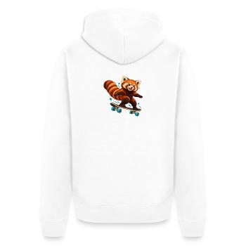 Skateboardender Red Panda - Unisex Premium Bio Zip Hoodie - Weiß - Hinten - Thijin (182cm)