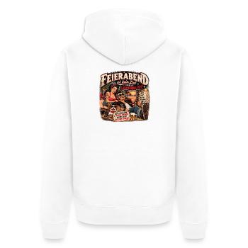 Feierabend ist Lebensqualität - Unisex Premium Bio Zip Hoodie - Weiß - Hinten - Thijin (182cm)