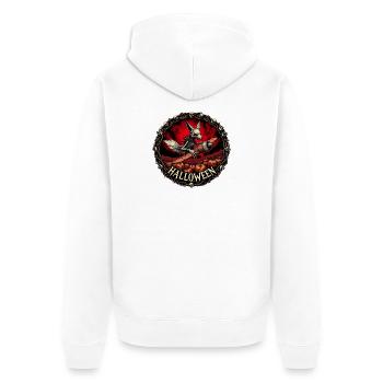 Nightmare Pumpkin Aviator gerahmtes rundes dunkles T-Shirt - Unisex Premium Bio Zip Hoodie - Weiß - Hinten - Thijin (182cm)