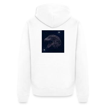 Nachtadler im Sternenhimmel - Unisex Premium Bio Zip Hoodie - Weiß - Hinten - Thijin (182cm)