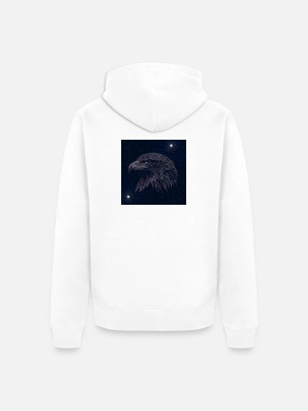 Nachtadler im Sternenhimmel - Unisex Premium Bio Zip Hoodie - Weiß