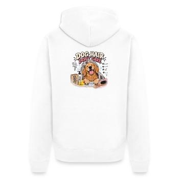 Hundehaare, Bad & Freude in der Badewanne - Unisex Premium Bio Zip Hoodie - Weiß - Hinten - Thijin (182cm)