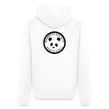 Bamboo Society - KEEP IT CHILL - Panda - Unisex Premium Bio Zip Hoodie - Weiß - Hinten - Thijin (182cm)