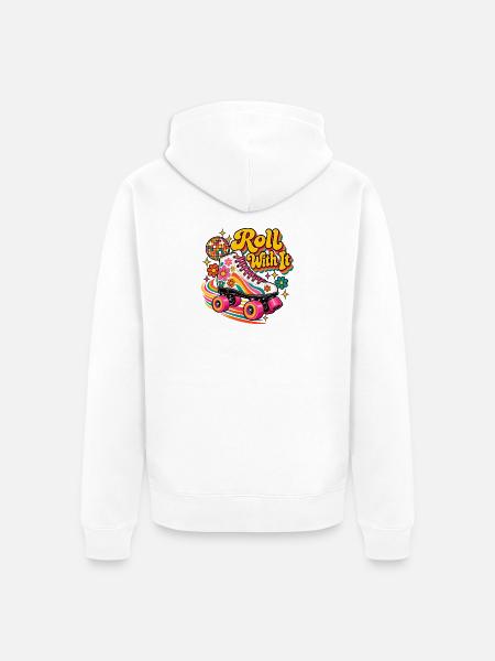 Roll With It Blumenroller - Unisex Premium Bio Zip Hoodie - Weiß
