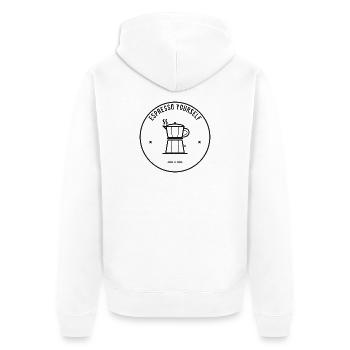 Espresso Yourself – Espressokocher Kaffee - Unisex Premium Bio Zip Hoodie - Weiß - Hinten - Thijin (182cm)