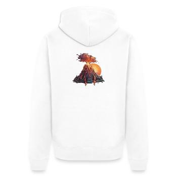 Sonnenuntergangs Vulkan - Unisex Premium Bio Zip Hoodie - Weiß - Hinten - Thijin (182cm)