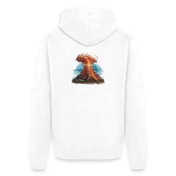 Vulkanausbruch Lava Explosion - Unisex Premium Bio Zip Hoodie - Weiß - Hinten - Thijin (182cm)