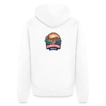 Dubrovnik Kroatien Reiseabzeichen Altstadt-Meer Geschenk - Unisex Premium Bio Zip Hoodie - Weiß - Hinten - Thijin (182cm)