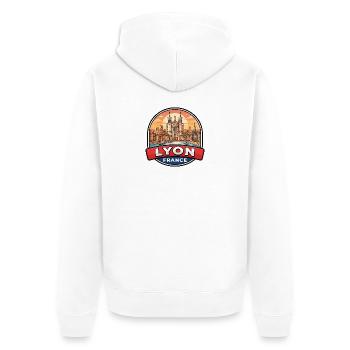 Lyon Frankreich Reiseabzeichen Fourvière-Basilika Geschenk - Unisex Premium Bio Zip Hoodie - Weiß - Hinten - Thijin (182cm)