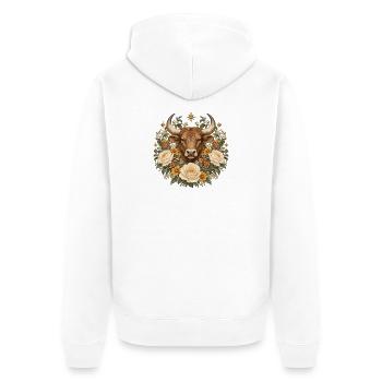 Gartenherz mit Ringelblumen & Gänseblümchen - Unisex Premium Bio Zip Hoodie - Weiß - Hinten - Thijin (182cm)