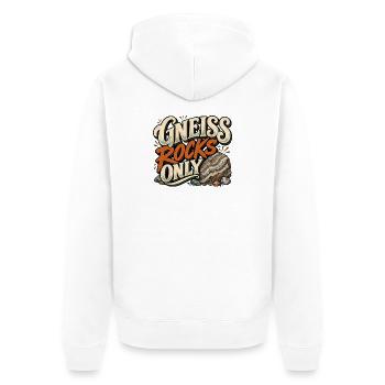 Gneiss Rocks Only - Unisex Premium Bio Zip Hoodie - Weiß - Hinten - Thijin (182cm)