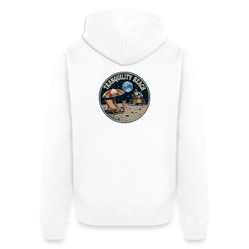 Tranquility Beach - Mondlandung Grafik - Unisex Premium Bio Zip Hoodie - Weiß - Hinten - Thijin (182cm)