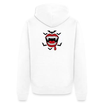 Halloween Vampirzähne Fledermäuse Horror Shirt - Unisex Premium Bio Zip Hoodie - Weiß - Hinten - Thijin (182cm)