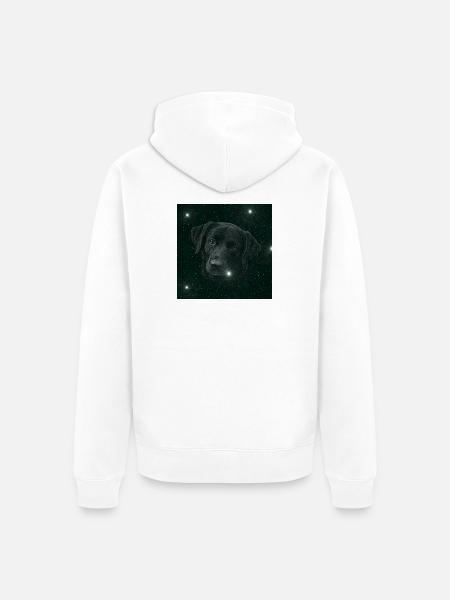 Weltraumhund im Sternenmeer - Unisex Premium Bio Zip Hoodie - Weiß