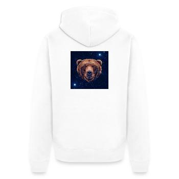 Kosmischer Bärengesicht - Unisex Premium Bio Zip Hoodie - Weiß - Hinten - Thijin (182cm)