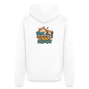Professional Nap Manager Katze – Lustiges Katzen R - Unisex Premium Bio Zip Hoodie - Weiß - Hinten - Thijin (182cm)