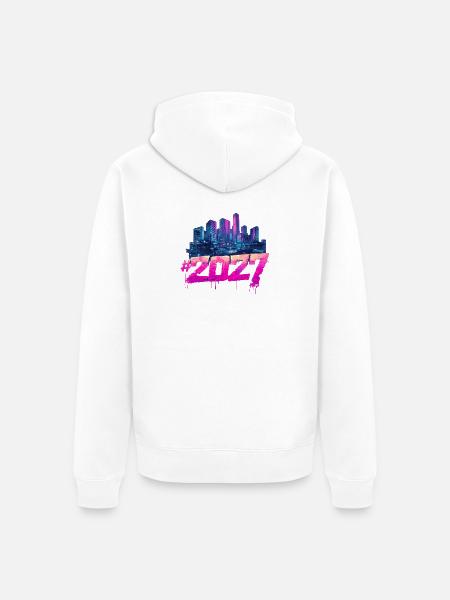 Cyberpunk Skyline 2027 Neon Graffiti - Unisex Premium Bio Zip Hoodie - Weiß