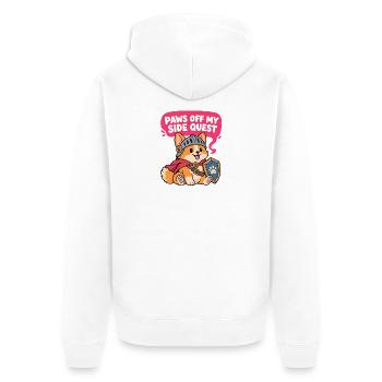 Pfoten Abseits Meiner Sidequest - Unisex Premium Bio Zip Hoodie - Weiß - Hinten - Thijin (182cm)