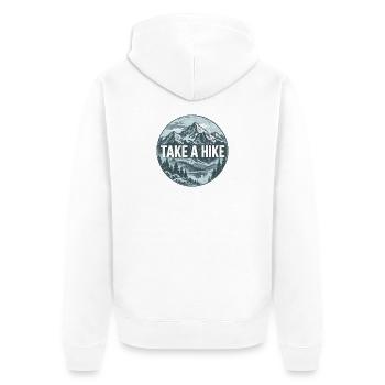 Take a Hike Berglandschaft Runddesign - Unisex Premium Bio Zip Hoodie - Weiß - Hinten - Thijin (182cm)