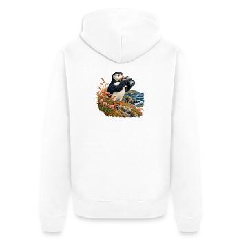 Papageitaucher mit Analogkamera - Unisex Premium Bio Zip Hoodie - Weiß - Hinten - Thijin (182cm)