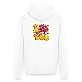 I Love You Cute Heart – lustiger romantischer Cartoon - Unisex Premium Bio Zip Hoodie - Weiß - Hinten - Thijin (182cm)