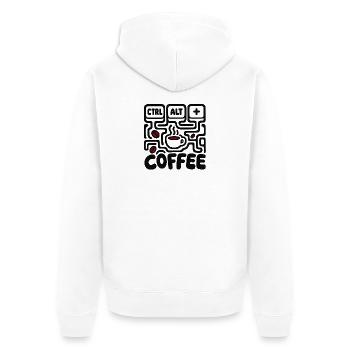Humor Desk CTRL ALT COFFEE – Retro-Design - Unisex Premium Bio Zip Hoodie - Weiß - Hinten - Thijin (182cm)